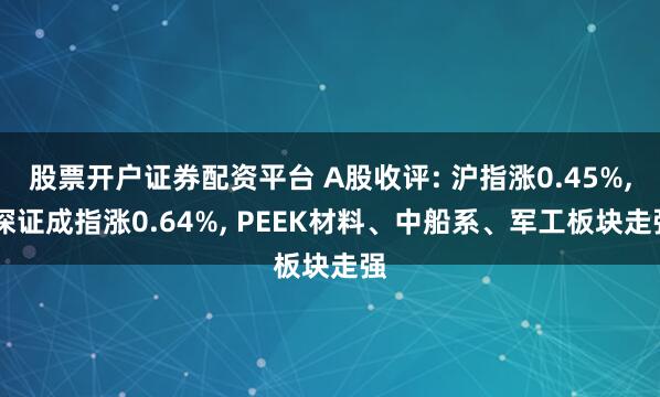 股票开户证券配资平台 A股收评: 沪指涨0.45%, 深证成指涨0.64%, PEEK材料、中船系、军工板块走强